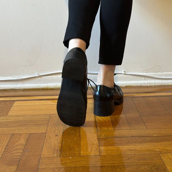 Vintage Mudd Dawson Platform Loafer Black Y2K Square Toe Chunky Lace Up 11w - Picture 6 of 10